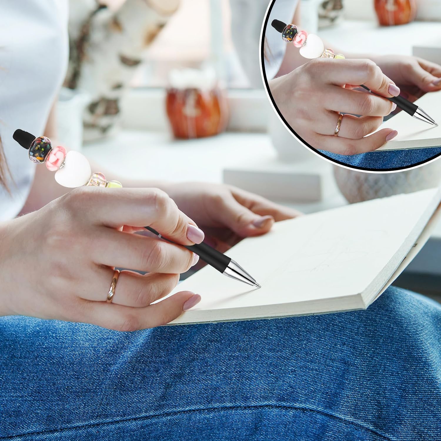 Wholesale 300 Pcs Beadable Pen Bulk Assorted Plastic Bead Pen DIY Making Kids Students Office School Gift Supplies