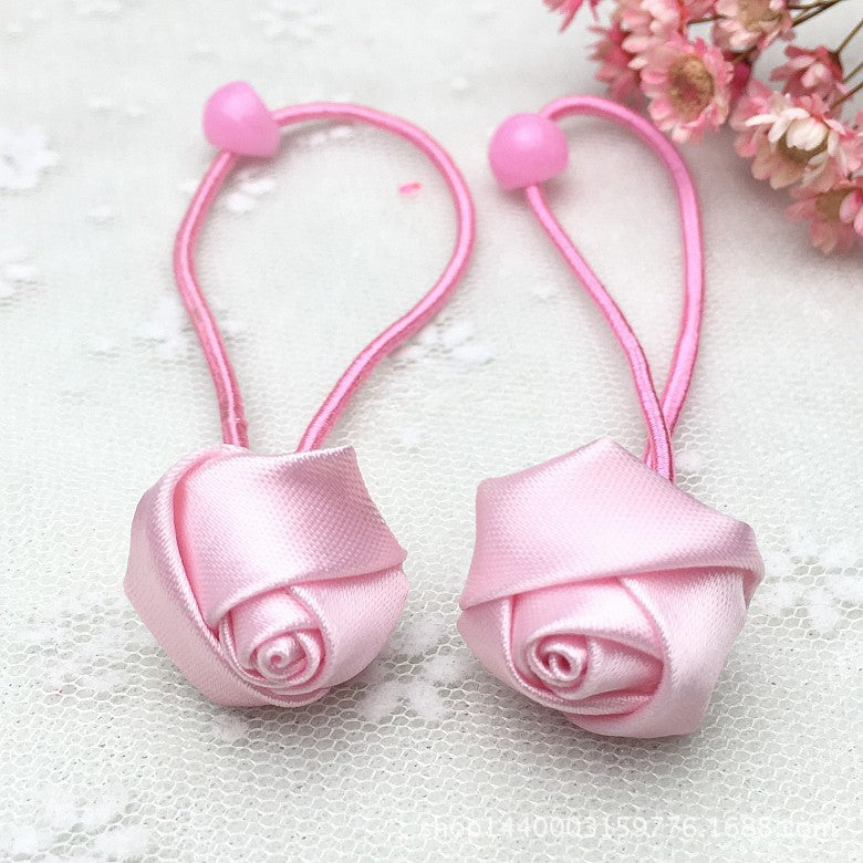 Wholesale 10pcs Fabric Rose Hair Tie