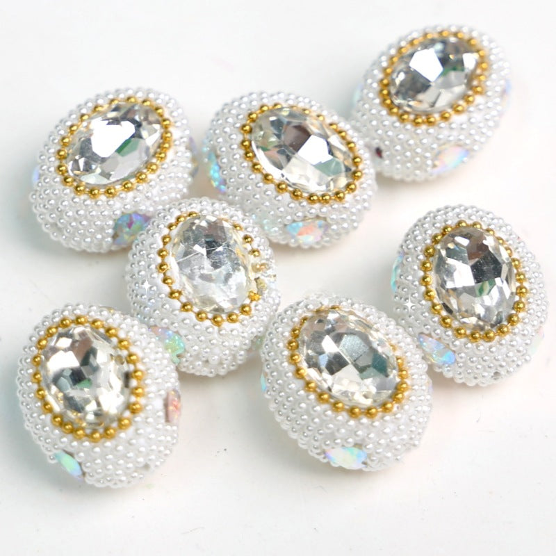 Wholesale Pigeon Egg Clay Inlaid with Diamond Straight Hole Diamond Beads
