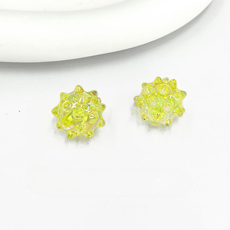 Wholesale14mm 100pcs/pack UV Electroplated Sea Urchin Candy Colored Acrylic Beads