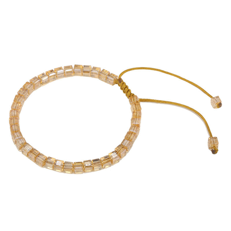 Wholesale Multicolor Square Faceted Glass Beads Bracelet