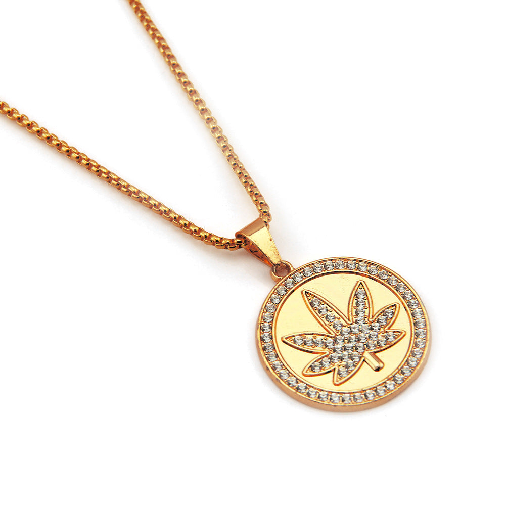 Wholesale Large Maple Leaf Pendant Necklace Alloy