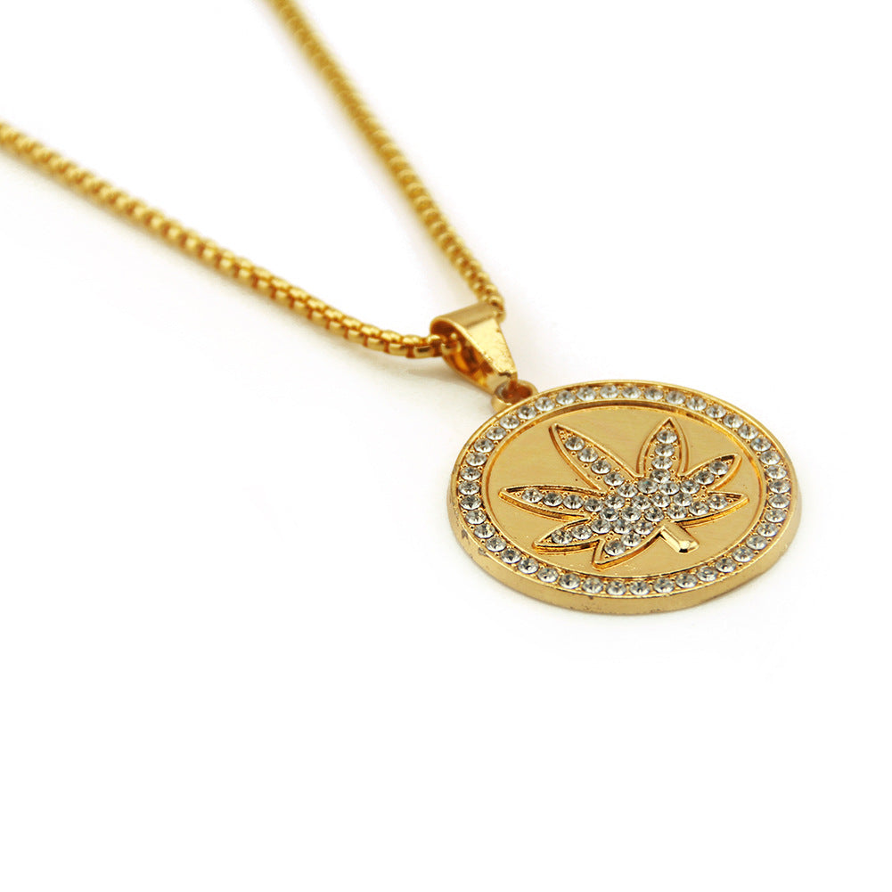 Wholesale Large Maple Leaf Pendant Necklace Alloy