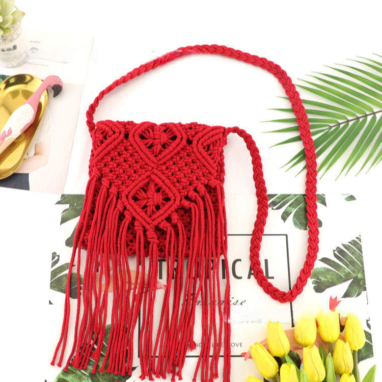 Bolsas de borla tejida de hilo de algodón al por mayor de algodón