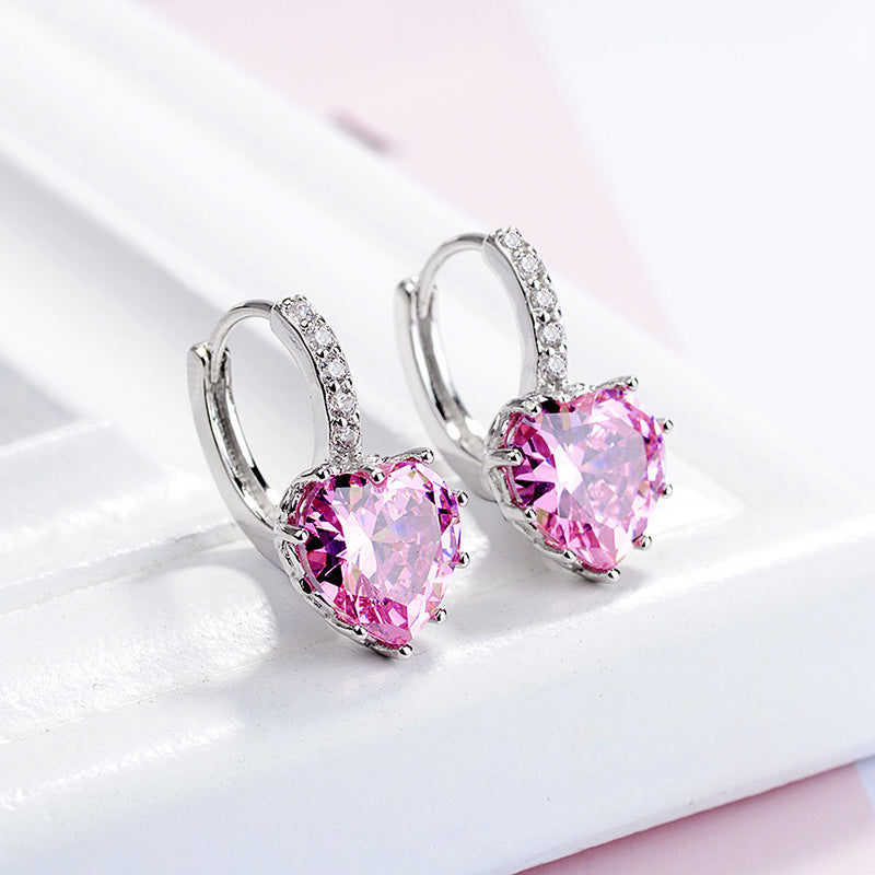 Wholesale Heart Shape Zircon Copper Earrings