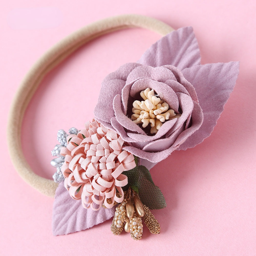 Wholesale Nylon 9 Color Stitching Baby Hair Scrunchies