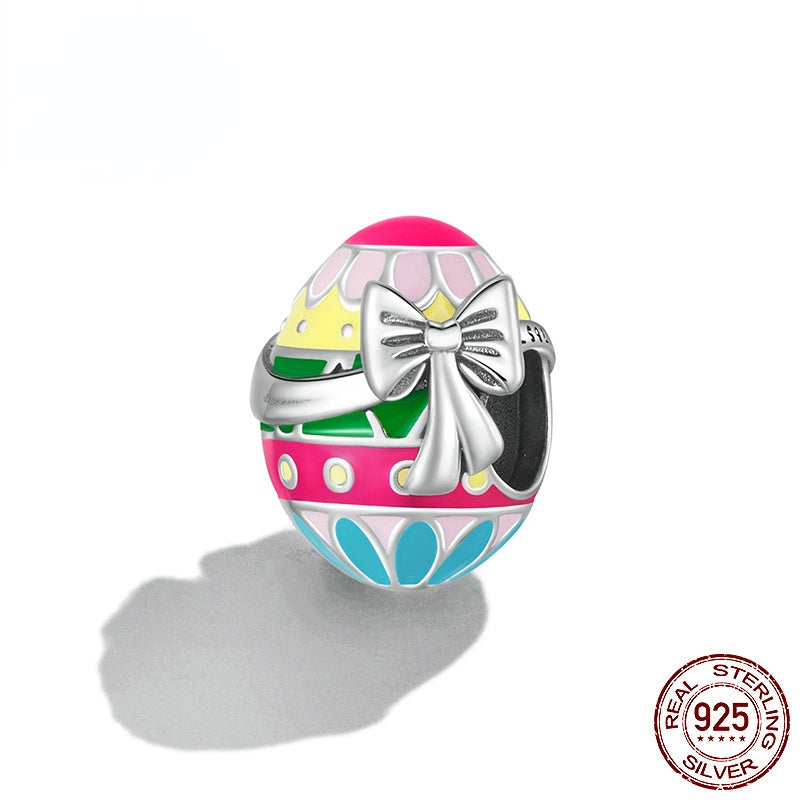 Venta al por mayor 1,3*1,4 CM cuentas de pulseras de plata esterlina de Pascua