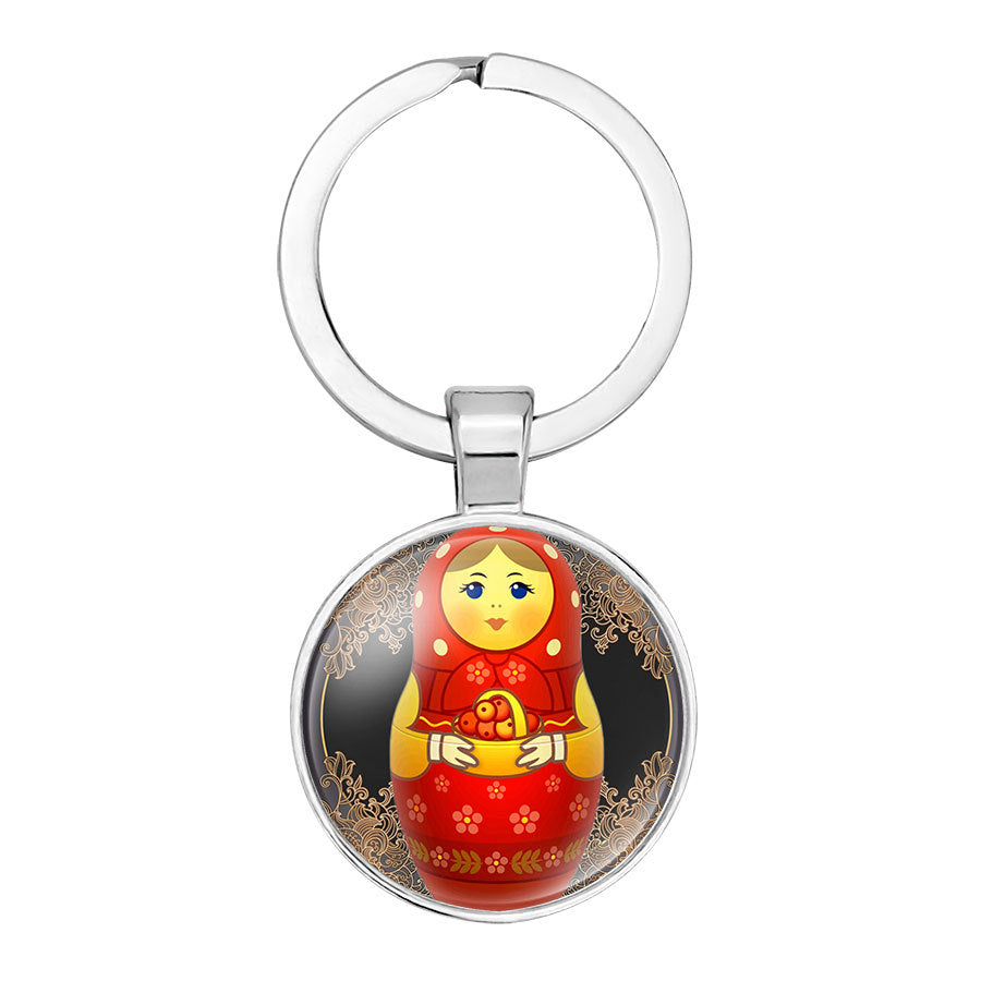 Wholesale Glass Matryoshka Pendant Alloy Creative Keychain