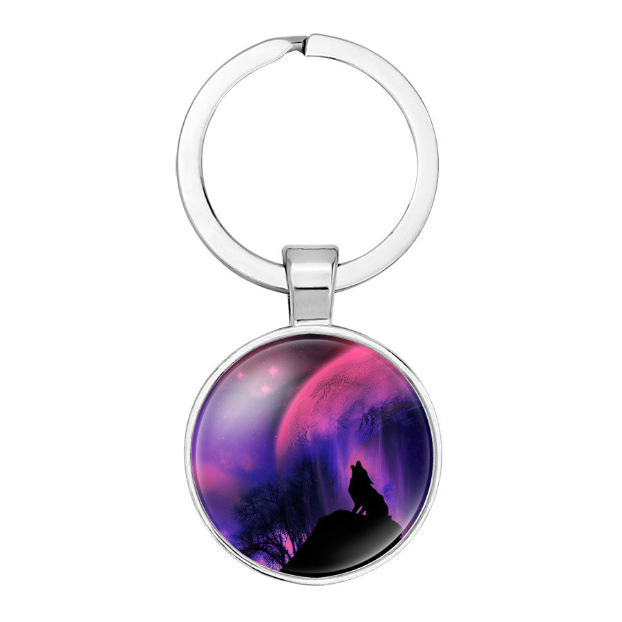 Llavero creativo de la aleación colgante del tótem del lobo de cristal al por mayor