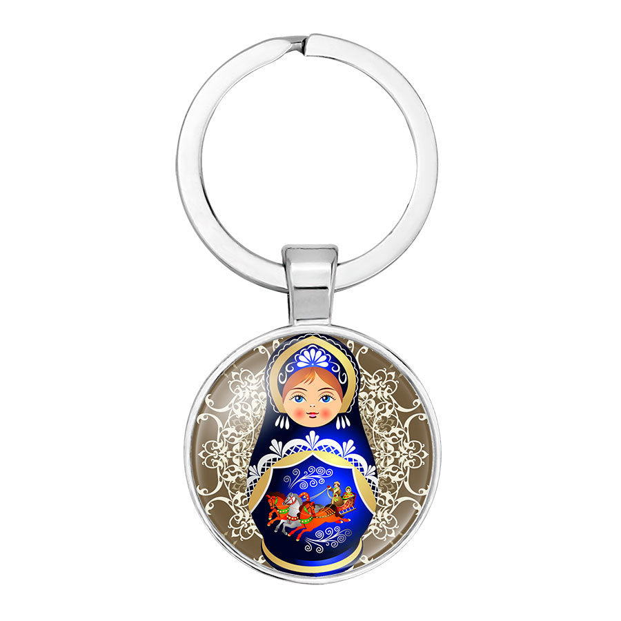 Wholesale Glass Matryoshka Pendant Alloy Creative Keychain