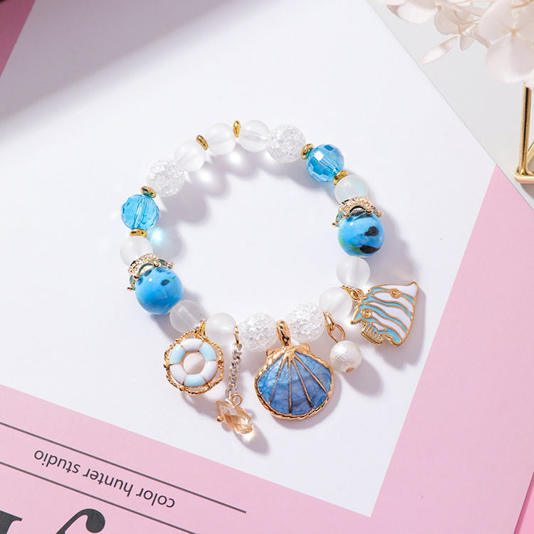 Wholesale Ocean Wind Seashell Glass Beads Bracelet
