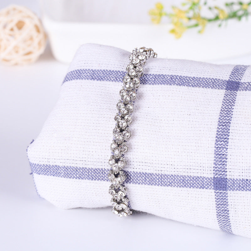 Venta al por mayor Pulsera de aleación de cristal romano de diamantes