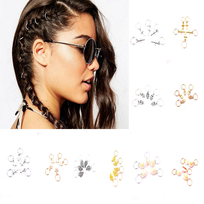 Wholesale Alloy Leaf Star 5 Pack Hair Clips