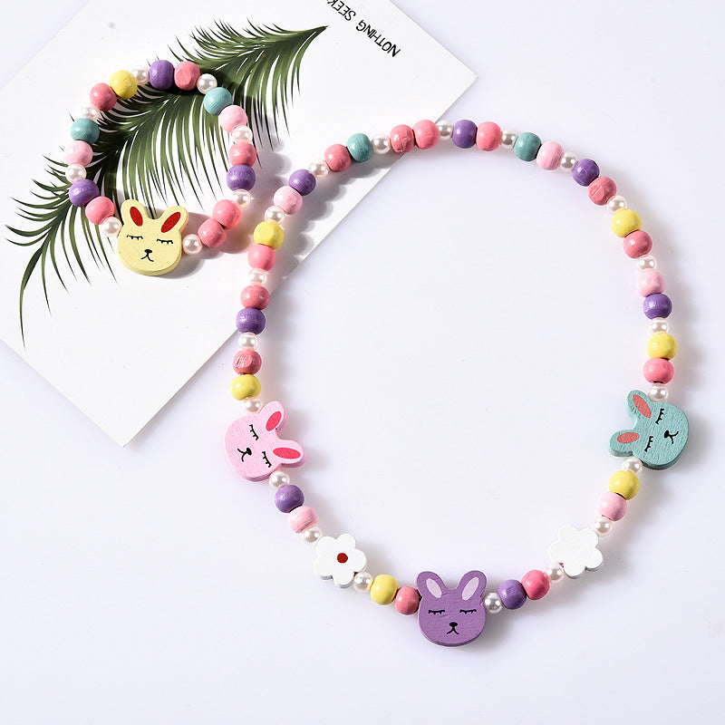 Wholesale 10PCS Kids Mixed Color Beaded Bracelet Necklace Set