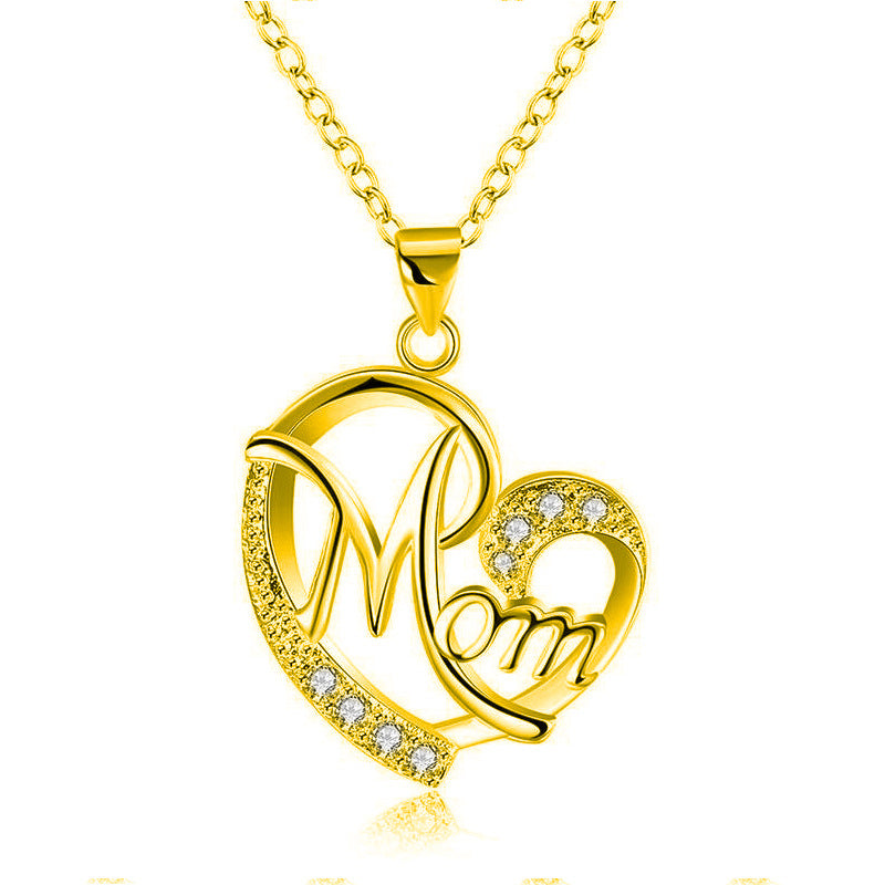 Wholesale Mother's Day Heart Shape Diamond Alloy Necklaces