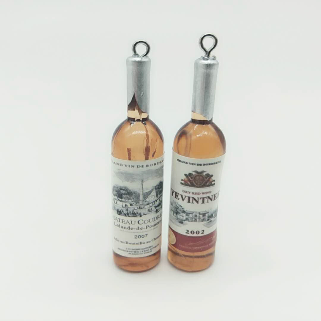 Venta al por mayor de acrílico Mini botella de vino llavero accesorios de bricolaje