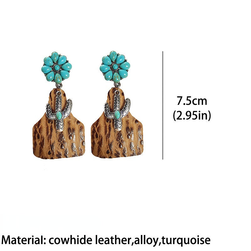 Pendientes de cuero genuino en relieve/paquete al por mayor