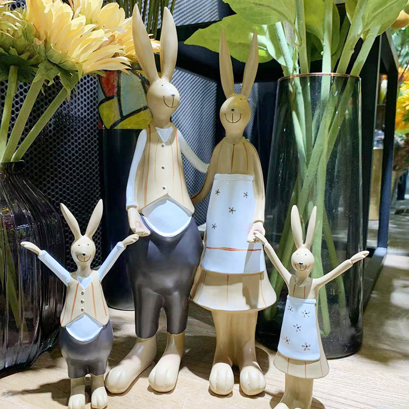 Wholesale Resin Family of Four Rabbit Decoration