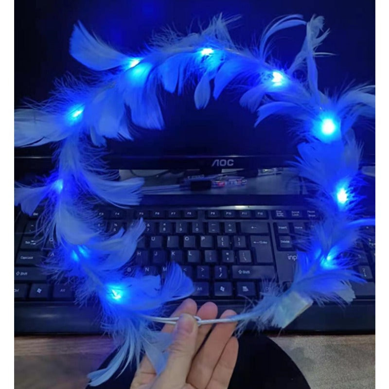 Wholesale Plush Angel Wings Feather Glowing Hair Hoops