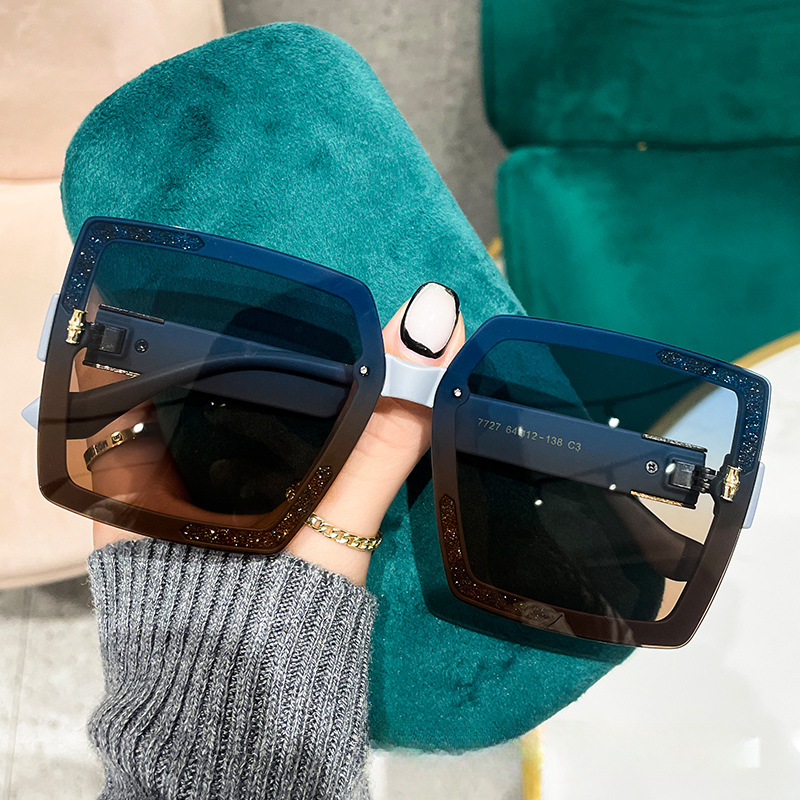 Wholesale Square Set Glitter Pink Large Frame Gradient PC Sunglasses