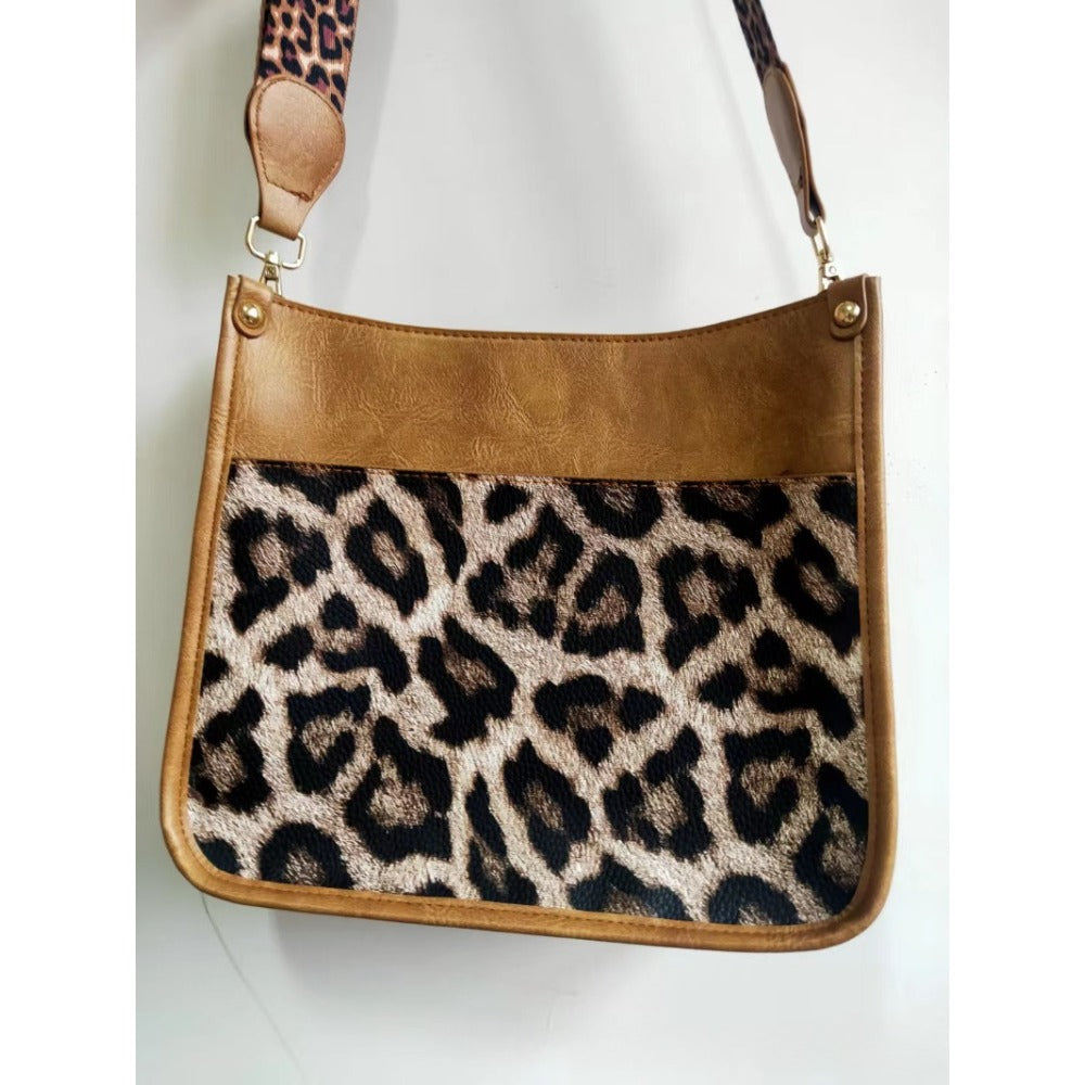 Wholesale Western Style Leopard Pattern Shoulder Strap PU Vintage Tote Bag Single Shoulder Bag Crossbody Bag