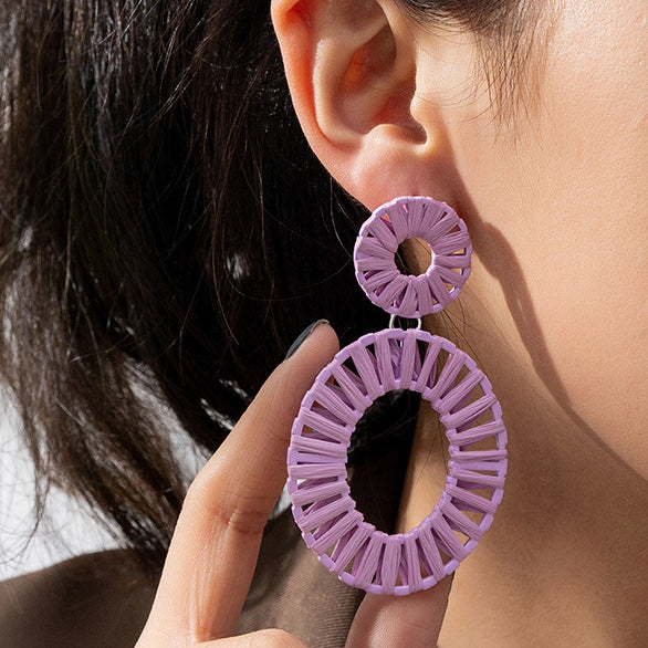 Wholesale Colorful Raffia Alloy Earrings