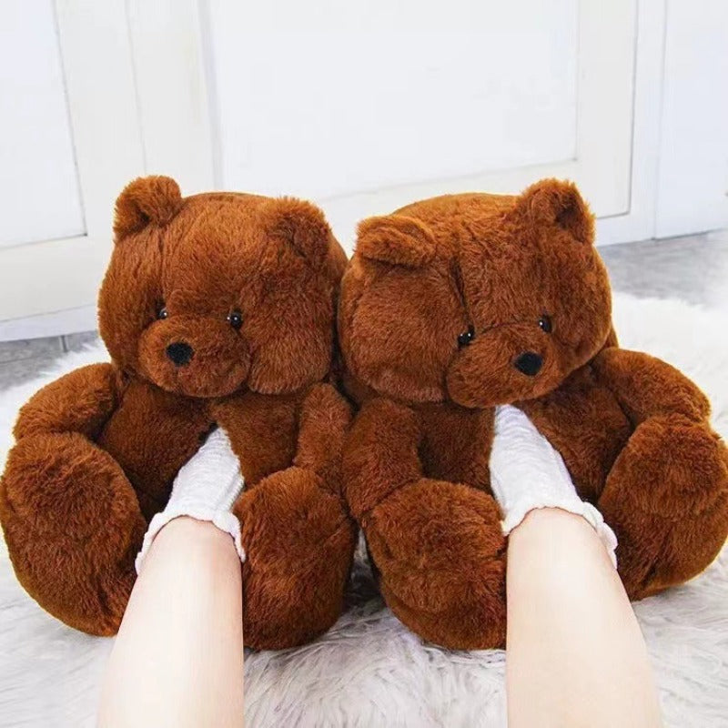 Wholesale Cartoon Teddy Bear Plush Warm Cotton Shoes