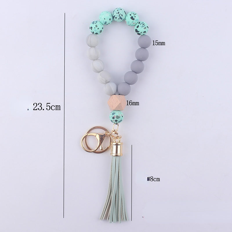 Wholesale Tassel Leather PU Silicone Beaded Wrist Keychains