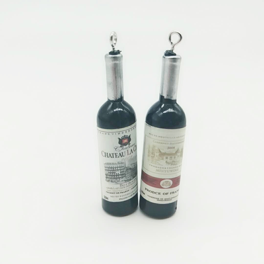 Venta al por mayor de acrílico Mini botella de vino llavero accesorios de bricolaje