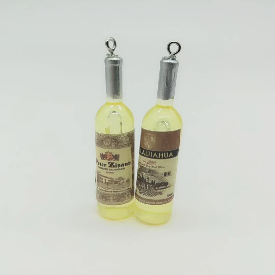 Venta al por mayor de acrílico Mini botella de vino llavero accesorios de bricolaje