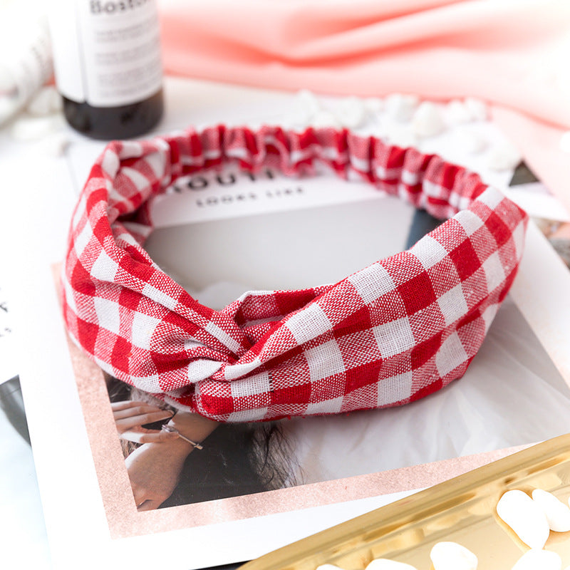 Wholesale Cross Check Fabric Headband