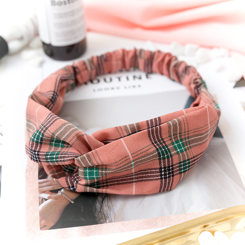 Wholesale Cross Check Fabric Headband