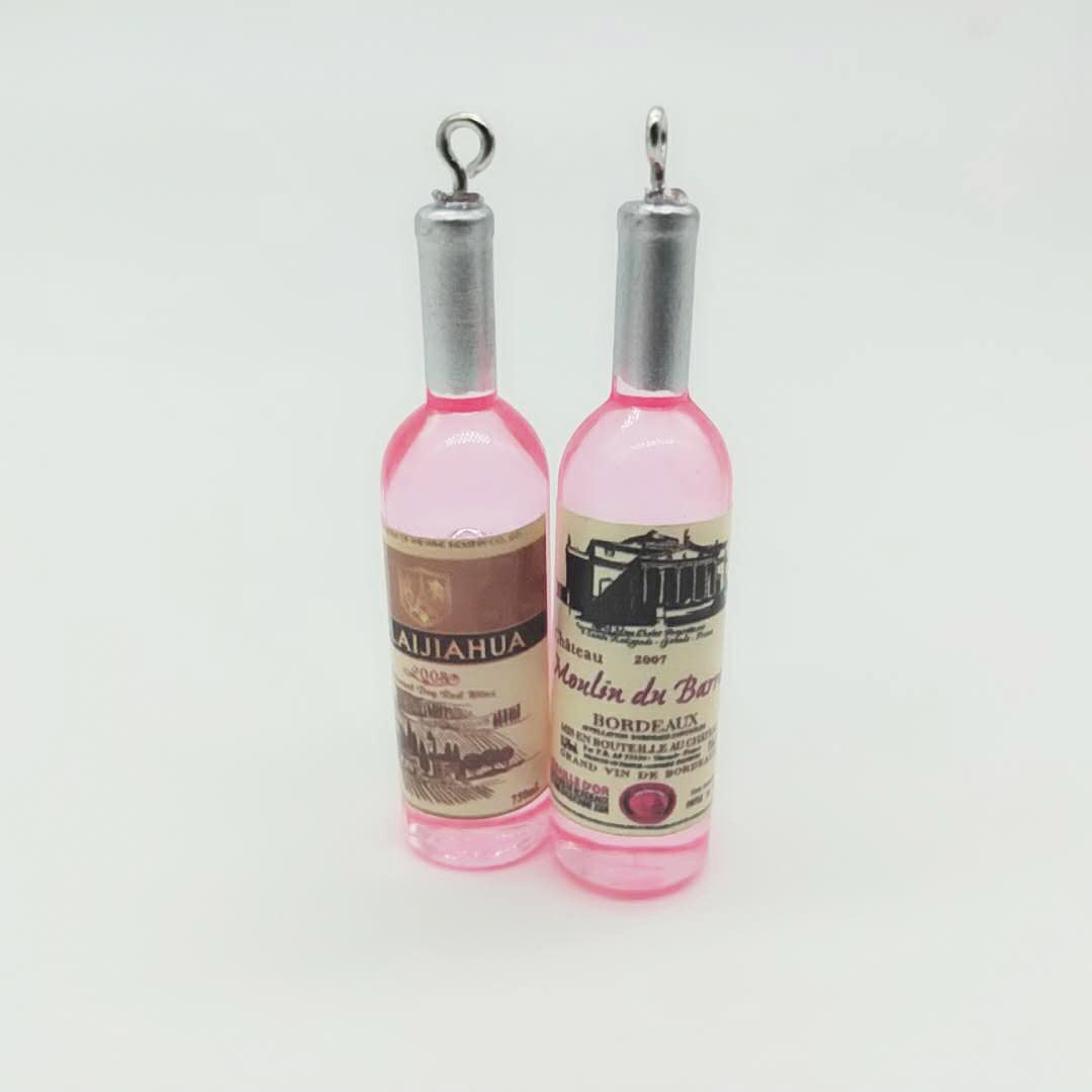 Venta al por mayor de acrílico Mini botella de vino llavero accesorios de bricolaje