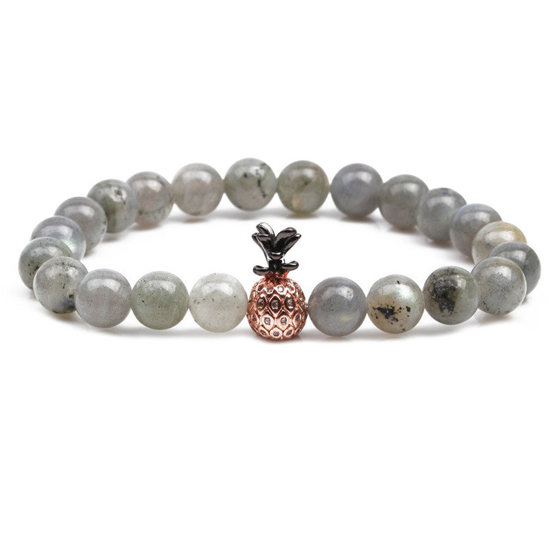 Venta al por mayor de pulseras de piedra volcánica turquesa blanca con circonita micropavimentada