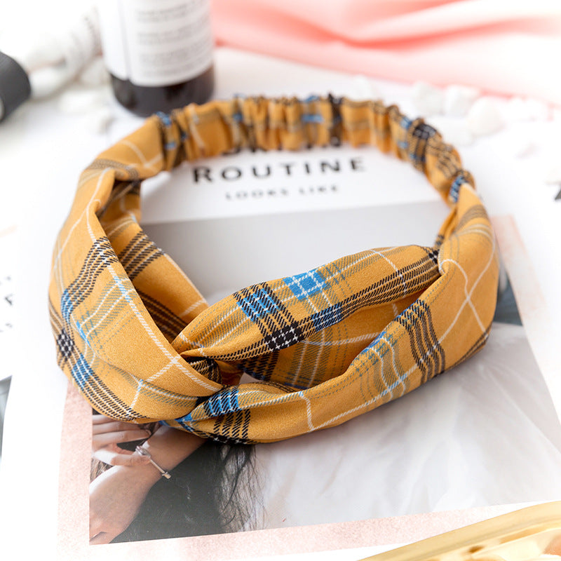 Wholesale Cross Check Fabric Headband