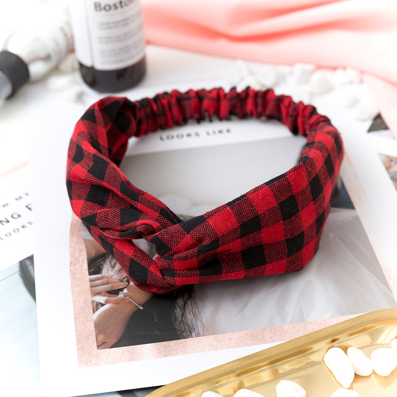 Wholesale Cross Check Fabric Headband