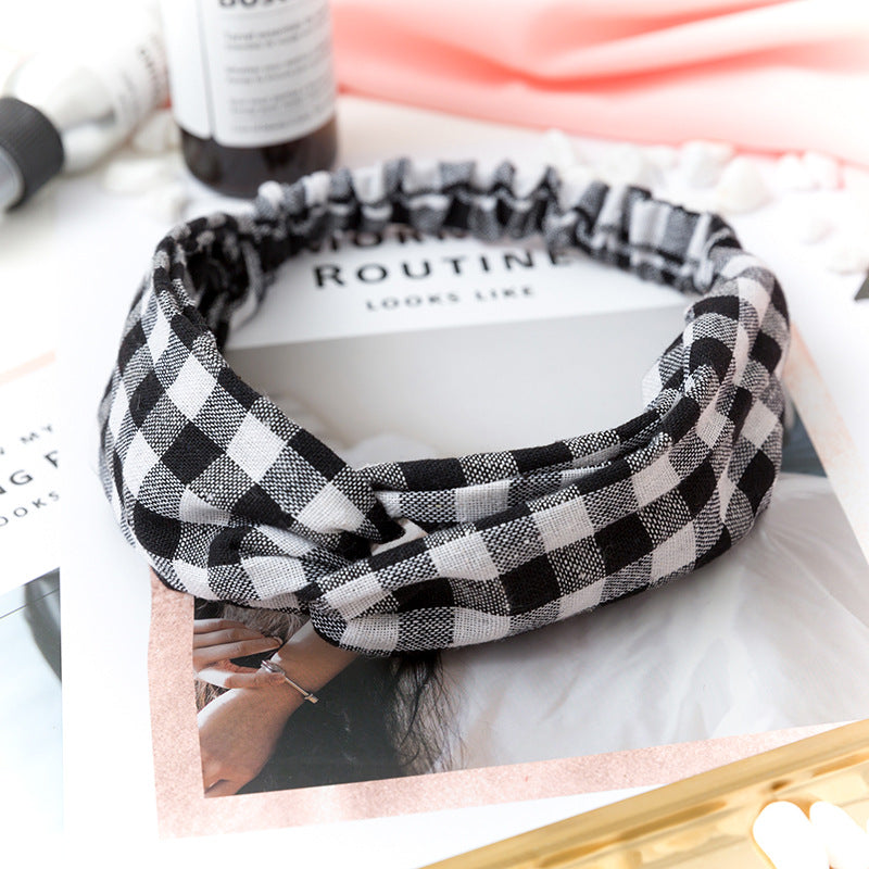Wholesale Cross Check Fabric Headband
