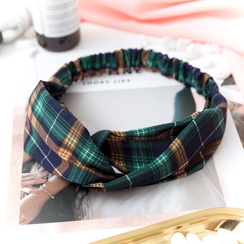 Wholesale Cross Check Fabric Headband