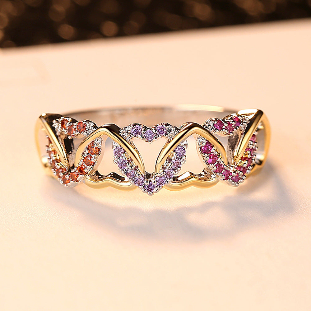 Wholesale Two Color Heart Couple Copper Rings