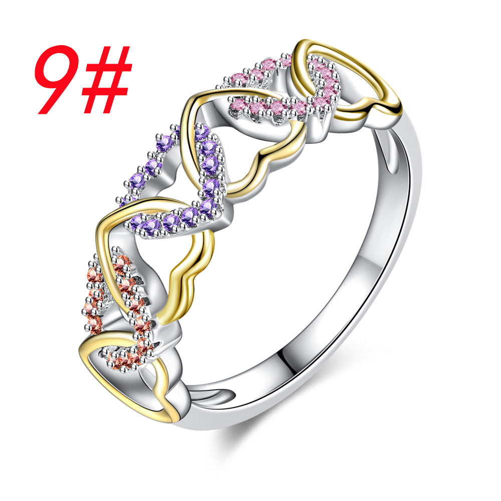 Wholesale Two Color Heart Couple Copper Rings