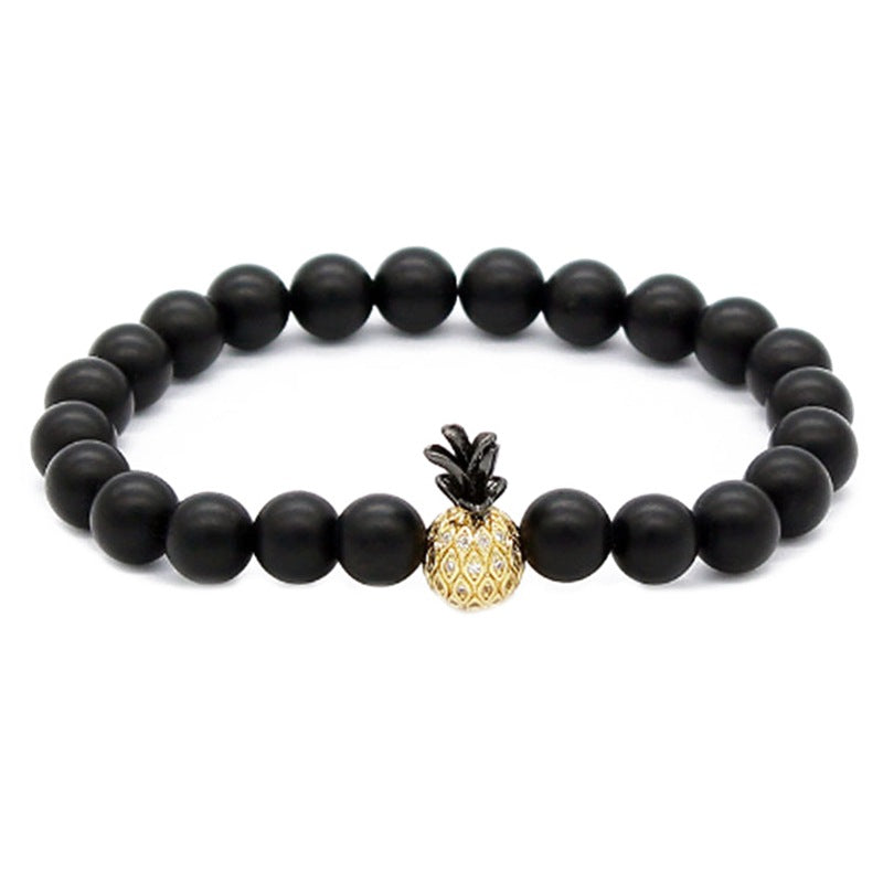 Venta al por mayor de pulseras de piedra volcánica turquesa blanca con circonita micropavimentada