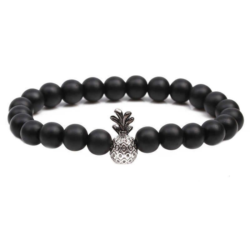 Venta al por mayor de pulseras de piedra volcánica turquesa blanca con circonita micropavimentada