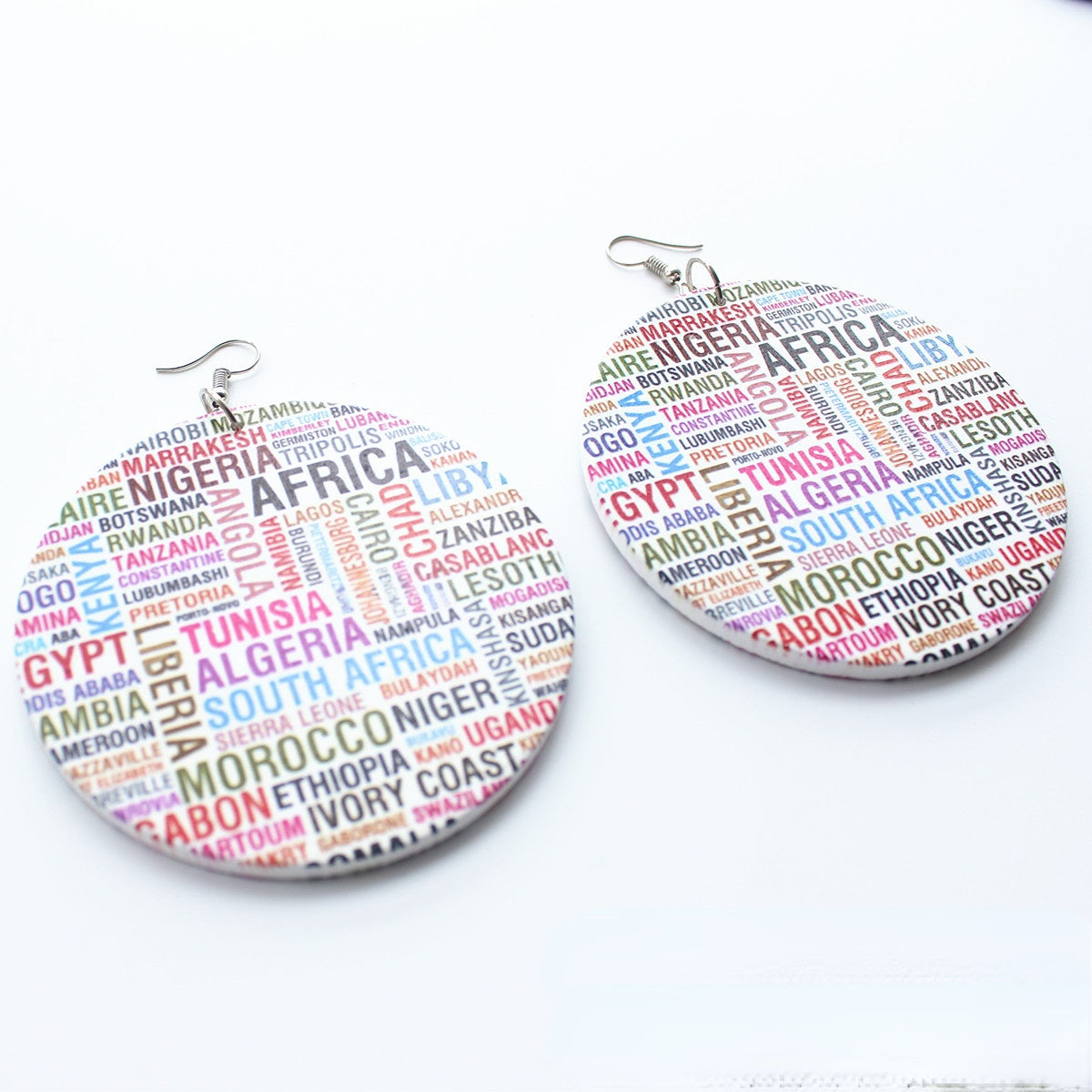 Wholesale Name Of African Countries Wood Earrings