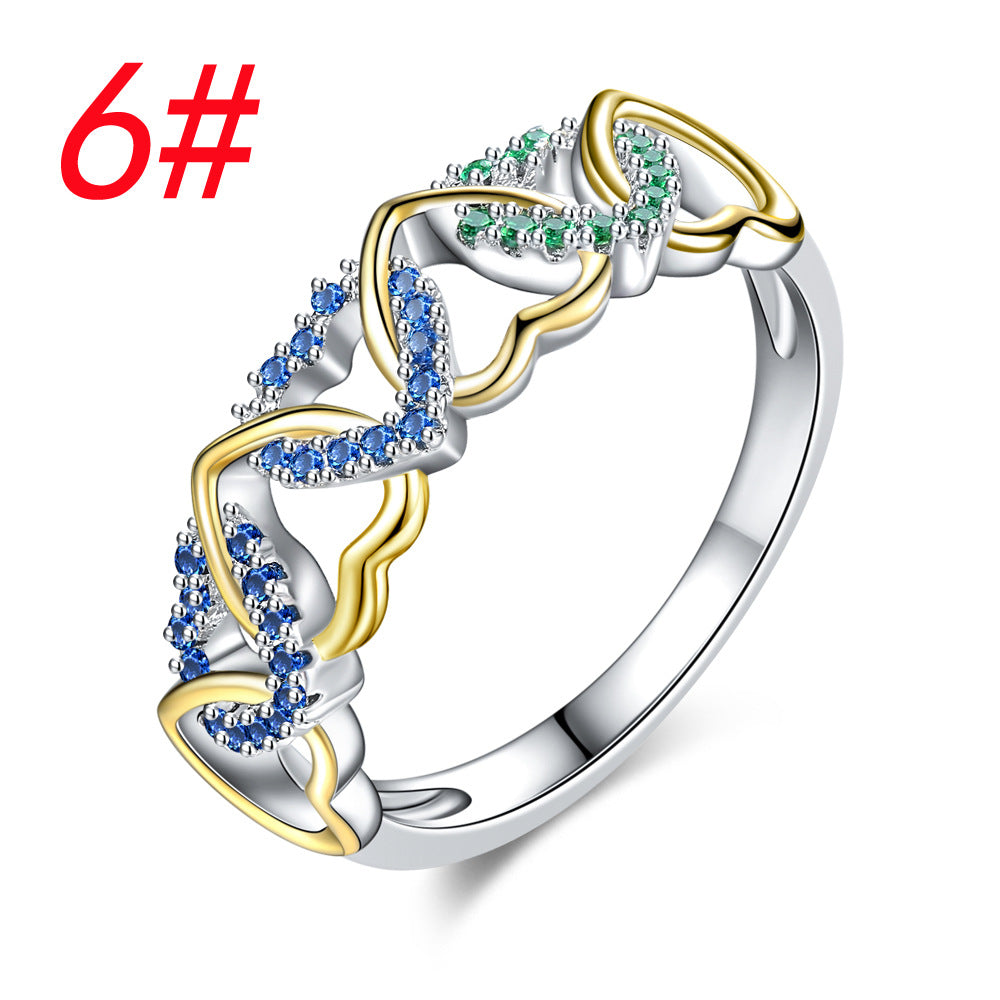 Wholesale Two Color Heart Couple Copper Rings