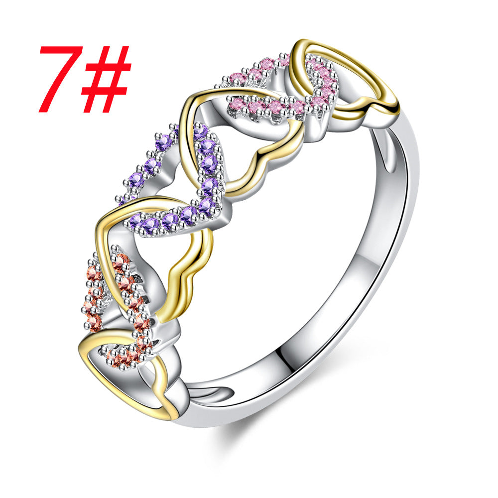 Wholesale Two Color Heart Couple Copper Rings