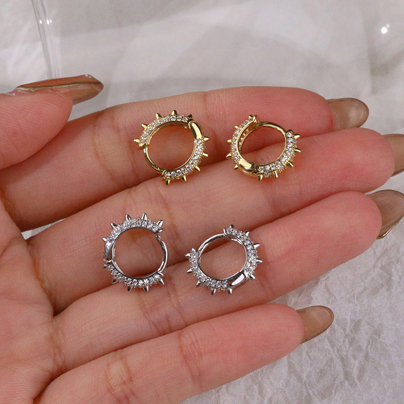 Venta al por mayor S925 Pendientes de botón de plata con diamantes OLY-ES-EXE004