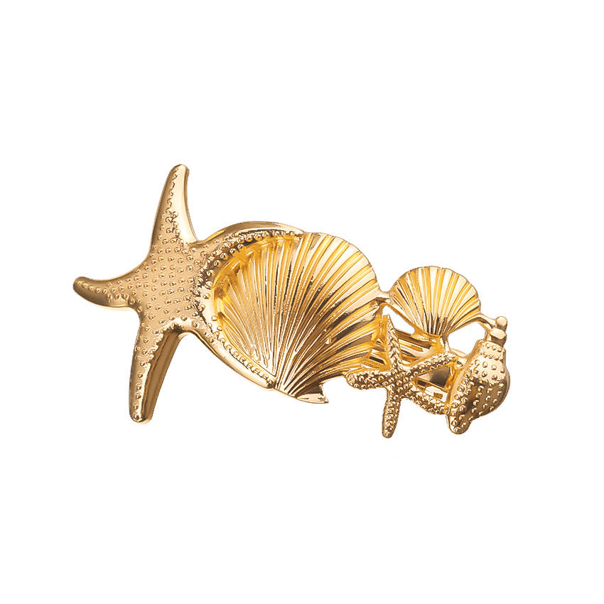 Wholesale Starfish Shell Hair Clip Leaf Feather Spring Alloy Hair Clip