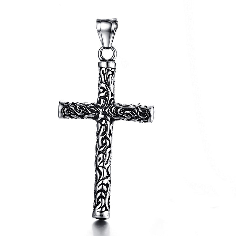 Wholesale Stainless Steel Engraved Vintage Cross Necklace