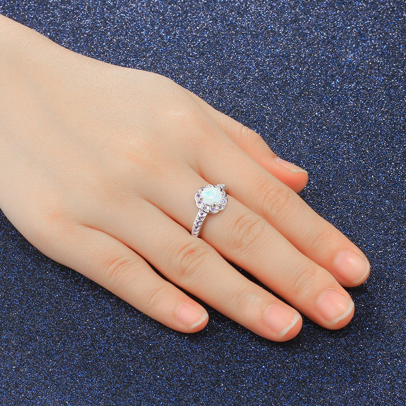 Anillo de flores redondas de diamantes de aleación al por mayor