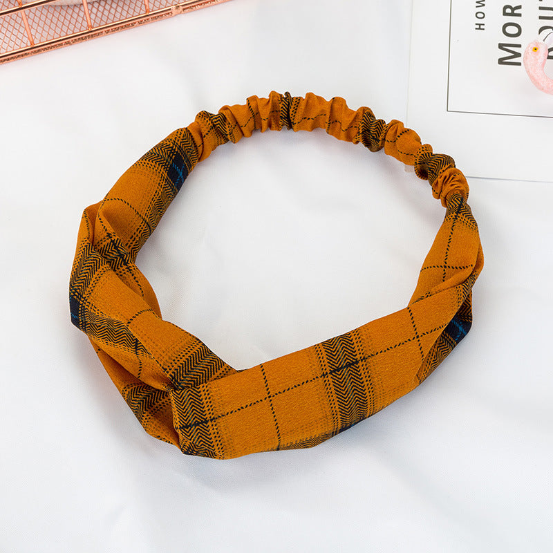 Wholesale Cross Check Fabric Headband